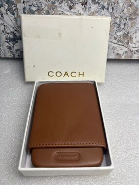 Coach Black Leather Slide Structured Business Card Holder Case Wallet # 4568B